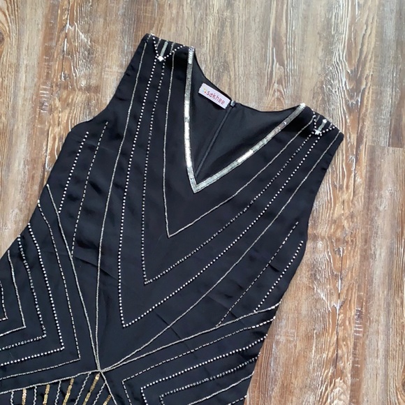 Sakhee Black Beaded Sequin Sleeveless Dress - Picture 1 of 4